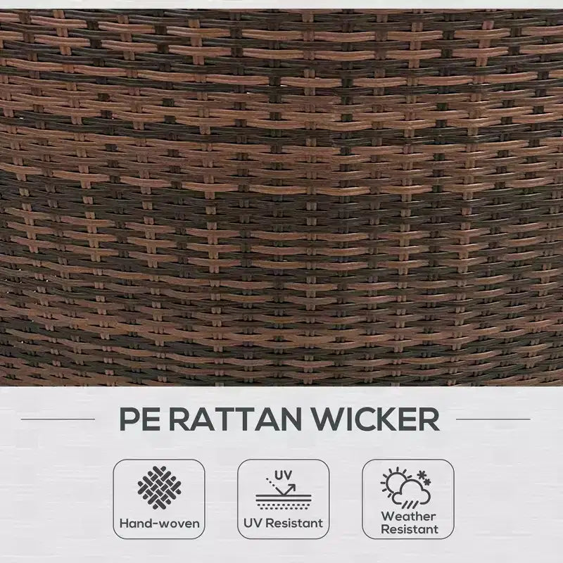 Set di mobili da giardino da 8 pezzi con 4 poltrone in rattan e 4 tavoli con contenitore e foro per ombrellone
