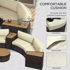 Set di mobili da giardino da 8 pezzi con 4 poltrone in rattan e 4 tavoli con contenitore e foro per ombrellone
