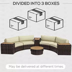 Set di mobili da giardino da 8 pezzi con 4 poltrone in rattan e 4 tavoli con contenitore e foro per ombrellone