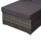 Set di mobili sezionali da esterno 5 pezzi, set divano da patio, divano in vimini PE, cuscini, guanciali, poggiapiedi, tavolo