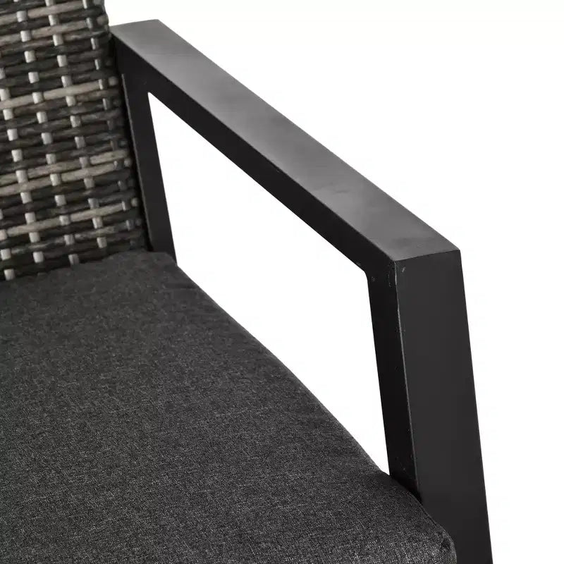 Set di mobili da esterno da 4 pezzi, 2 sedie in vimini PE, divanetto a due posti, tavolino da caffè da esterno, cuscini morbidi, divano e poltrone per giardino, patio