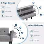 COZONY Divano Letto Futon Moderno, Schienale e Braccioli Regolabili, Trasformabile per Soggiorno, Camera da Letto, Appartamento