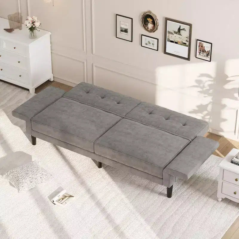 COZONY Divano Letto Futon Moderno, Schienale e Braccioli Regolabili, Trasformabile per Soggiorno, Camera da Letto, Appartamento