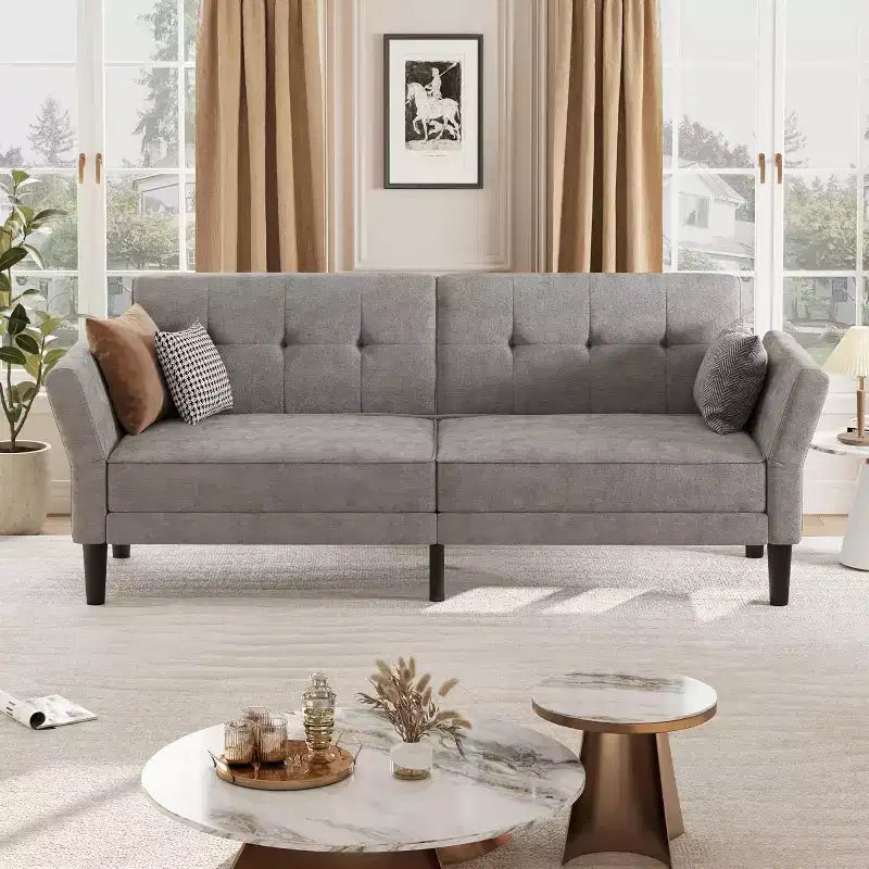 COZONY Divano Letto Futon Moderno, Schienale e Braccioli Regolabili, Trasformabile per Soggiorno, Camera da Letto, Appartamento