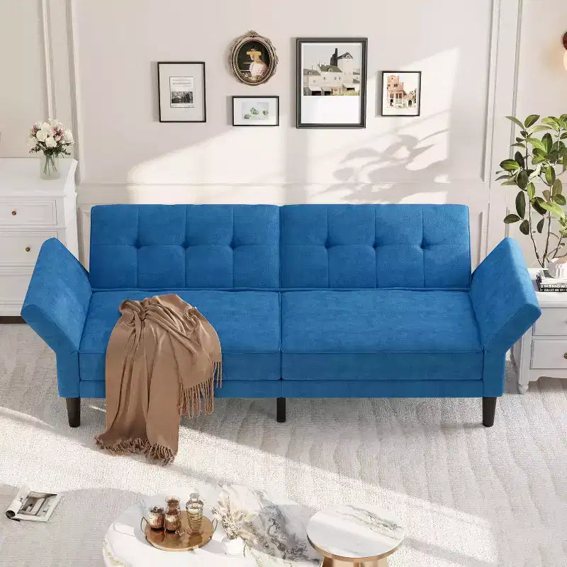 COZONY Divano Letto Futon Moderno, Schienale e Braccioli Regolabili, Trasformabile per Soggiorno, Camera da Letto, Appartamento