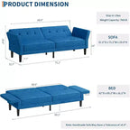 COZONY Divano Letto Futon Moderno, Schienale e Braccioli Regolabili, Trasformabile per Soggiorno, Camera da Letto, Appartamento
