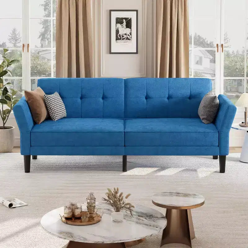 COZONY Divano Letto Futon Moderno, Schienale e Braccioli Regolabili, Trasformabile per Soggiorno, Camera da Letto, Appartamento