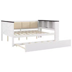 GDFStudio Gibson Letto a Giorno in Legno con Ripiani Contenitori e Schienale Imbottito