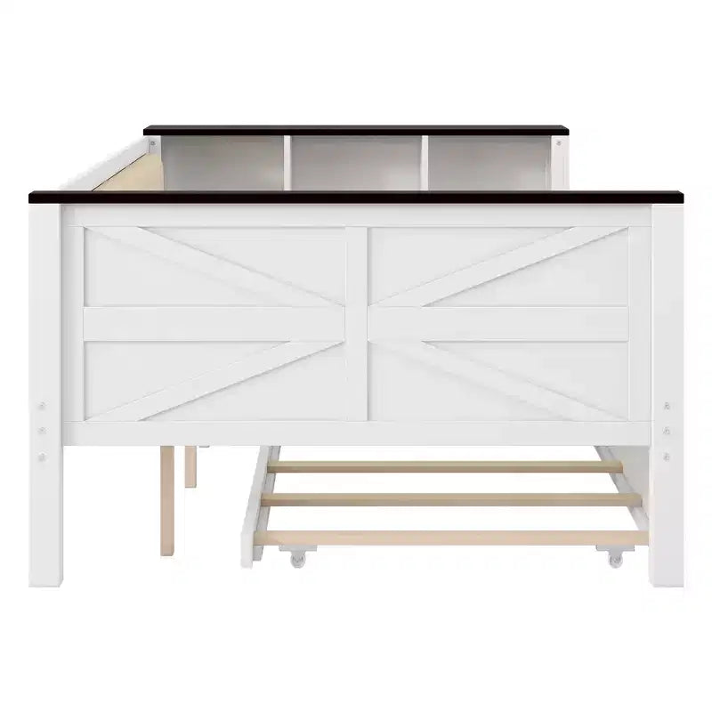 GDFStudio Gibson Letto a Giorno in Legno con Ripiani Contenitori e Schienale Imbottito
