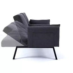 TUYOHW Divano Letto Pieghevole da 70'' con Portabicchieri e Contenitore Laterale, Divano Letto in Cotone Lino per Piccoli Spazi