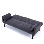 TUYOHW Divano Letto Pieghevole da 70'' con Portabicchieri e Contenitore Laterale, Divano Letto in Cotone Lino per Piccoli Spazi