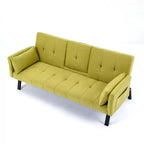 TUYOHW Divano Letto Pieghevole da 70'' con Portabicchieri e Contenitore Laterale, Divano Letto in Cotone Lino per Piccoli Spazi