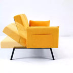 TUYOHW Divano Letto Pieghevole da 70'' con Portabicchieri e Contenitore Laterale, Divano Letto in Cotone Lino per Piccoli Spazi
