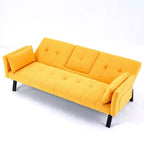 TUYOHW Divano Letto Pieghevole da 70'' con Portabicchieri e Contenitore Laterale, Divano Letto in Cotone Lino per Piccoli Spazi