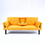 TUYOHW Divano Letto Pieghevole da 70'' con Portabicchieri e Contenitore Laterale, Divano Letto in Cotone Lino per Piccoli Spazi