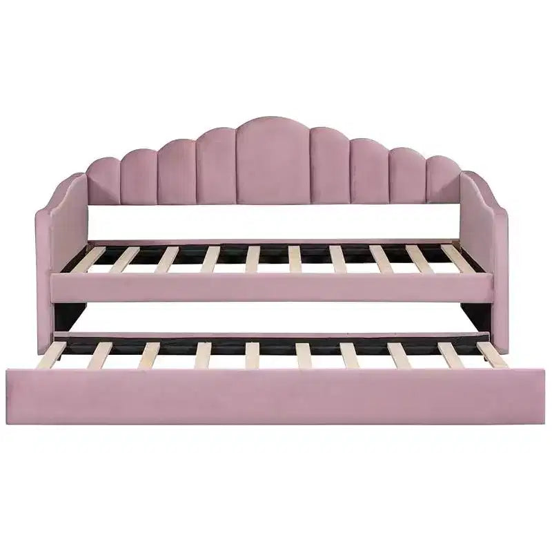 Letto a giorno imbottito Twin Size con rotelle, divano-letto in velluto con porte di ricarica USB, non è necessaria la rete a molle