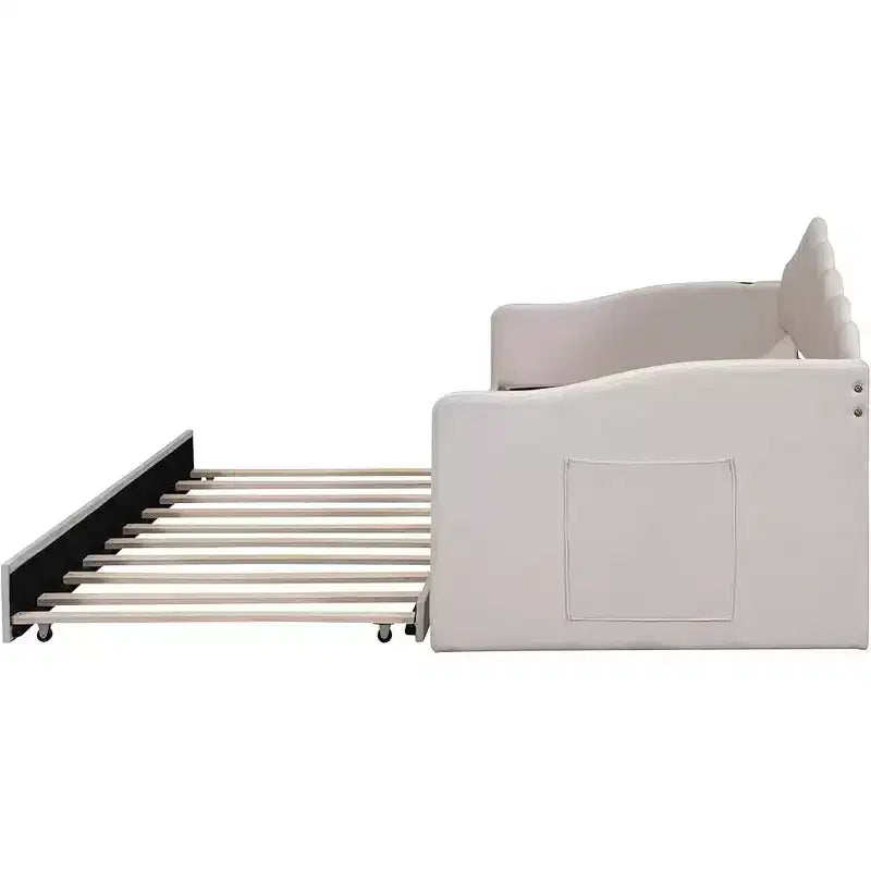 Letto a giorno imbottito Twin Size con rotelle, divano-letto in velluto con porte di ricarica USB, non è necessaria la rete a molle