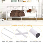 Costway Divano Letto Matrimoniale in Metallo 2 in 1 con Contenitore e Spondine Telaio Moderno Resistente con Doghe in Metallo Bianco/Nero