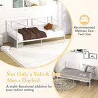 Costway Divano Letto Matrimoniale in Metallo 2 in 1 con Contenitore e Spondine Telaio Moderno Resistente con Doghe in Metallo Bianco/Nero