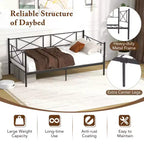 Costway Divano Letto Matrimoniale in Metallo 2 in 1 con Contenitore e Spondine Telaio Moderno Resistente con Doghe in Metallo Bianco/Nero