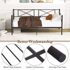 Costway Divano Letto Matrimoniale in Metallo 2 in 1 con Contenitore e Spondine Telaio Moderno Resistente con Doghe in Metallo Bianco/Nero