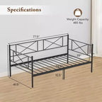 Costway Divano Letto Matrimoniale in Metallo 2 in 1 con Contenitore e Spondine Telaio Moderno Resistente con Doghe in Metallo Bianco/Nero