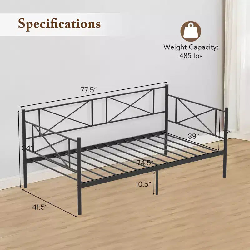 Costway Divano Letto Matrimoniale in Metallo 2 in 1 con Contenitore e Spondine Telaio Moderno Resistente con Doghe in Metallo Bianco/Nero