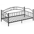 Costway Twin Size Metal Daybed Frame w/ Headboard Heavy-Duty Metal Slats Support