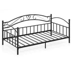 Costway Twin Size Metal Daybed Frame w/ Headboard Heavy-Duty Metal Slats Support