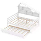 Costway Full Size Daybed w/ Twin Size Trundle Bedside Bookshelf & Headboard White