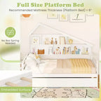 Costway Divano Letto Full Size con Letto Estraibile Twin, Scaffale Laterale e Testiera Bianca