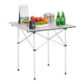VEVOR Folding Camping Table, Portable Roll Up Side Tables, Small Lightweight Aluminum Beach Table, Compact with Carry Bag, for Outdoor Cooking,Silver