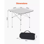 Tavolo da campeggio pieghevole VEVOR, tavolini laterali portatili arrotolabili, tavolino da spiaggia piccolo e leggero in alluminio, compatto con borsa per il trasporto, per cucina all'aperto, argento