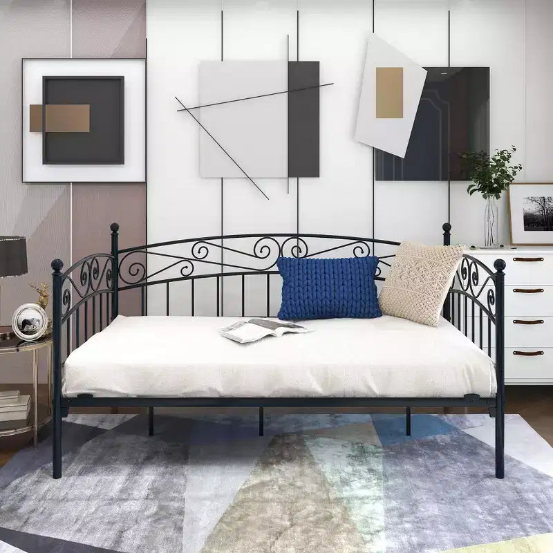 GDFStudio Flynn Mid-century Modern Metal Daybed Frame with Headboard