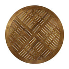 Tavolo Rotondo Elegante da Esterno Okak con Piano a Doghe, Tavolo da Pranzo per Patio con Gambe Curve, Tavolo da Pranzo da Esterno per Giardino