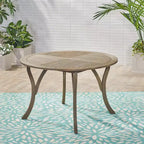 Tavolo Rotondo Elegante da Esterno Okak con Piano a Doghe, Tavolo da Pranzo per Patio con Gambe Curve, Tavolo da Pranzo da Esterno per Giardino