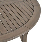 Tavolo Rotondo Elegante da Esterno Okak con Piano a Doghe, Tavolo da Pranzo per Patio con Gambe Curve, Tavolo da Pranzo da Esterno per Giardino