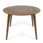 Tavolo da pranzo rotondo Okak Elegent per esterni con struttura e piano in legno di acacia, tavolo da pranzo minimalista per patio, tavolino da esterno per giardino