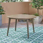 Tavolo da pranzo rotondo Okak Elegent per esterni con struttura e piano in legno di acacia, tavolo da pranzo minimalista per patio, tavolino da esterno per giardino