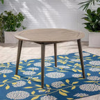 Tavolo da pranzo rotondo Okak Elegent per esterni con struttura e piano in legno di acacia, tavolo da pranzo minimalista per patio, tavolino da esterno per giardino
