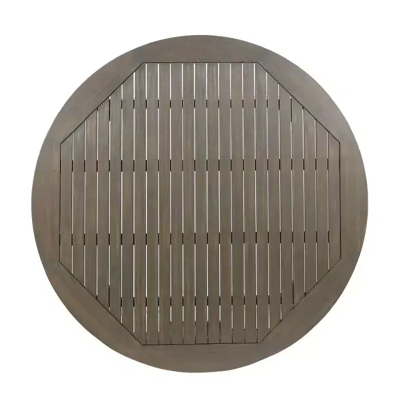 Tavolo da pranzo rotondo Okak Elegent per esterni con struttura e piano in legno di acacia, tavolo da pranzo minimalista per patio, tavolino da esterno per giardino