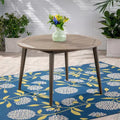 Tavolo da pranzo rotondo Okak Elegent per esterni con struttura e piano in legno di acacia, tavolo da pranzo minimalista per patio, tavolino da esterno per giardino