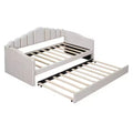 Twin Size Upholstered Daybed With Trundle, Velvet Day Bed With USB Charging Ports, No Box Spring Needed