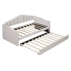 Twin Size Upholstered Daybed With Trundle, Velvet Day Bed With USB Charging Ports, No Box Spring Needed