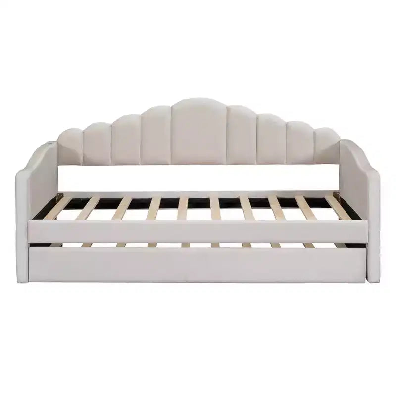 Divano Letto Imbottito Una Piazza Con Letto Estraibile, Divano Letto in Velluto Con Porte di Ricarica USB, Non Richiede Rete a Molle