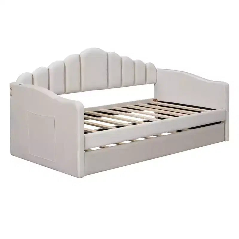 Divano Letto Imbottito Una Piazza Con Letto Estraibile, Divano Letto in Velluto Con Porte di Ricarica USB, Non Richiede Rete a Molle