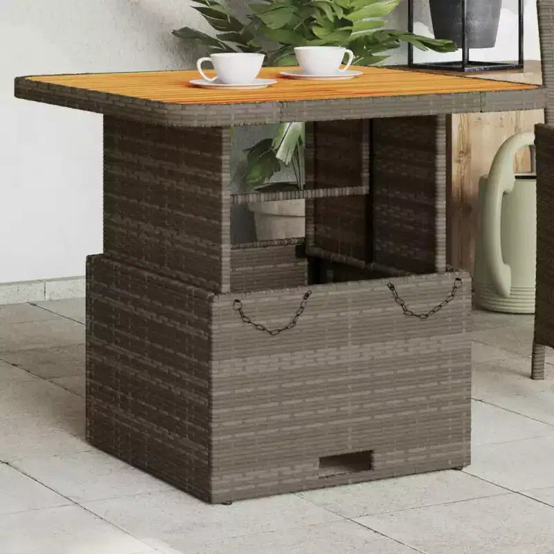 vidaXL Tavolo da giardino grigio in rattan PE regolabile in altezza
