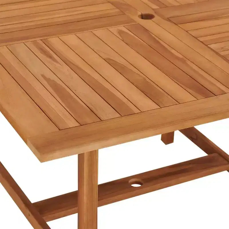 vidaXL Tavolo da Pranzo da Esterno Tavolo da Giardino con Foro per Ombrellone in Legno Massello di Teak