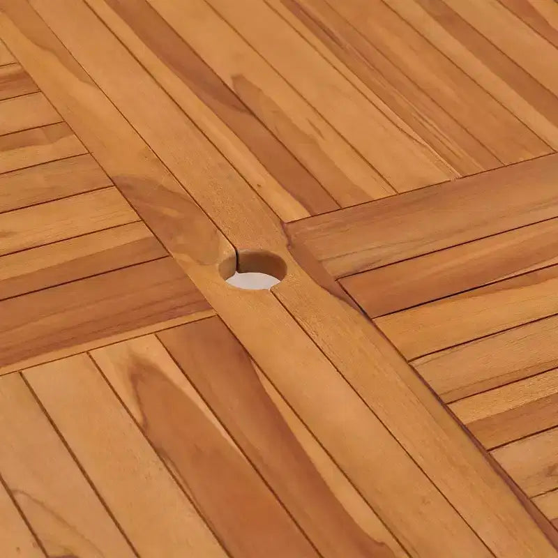 vidaXL Tavolo da Pranzo da Esterno Tavolo da Giardino con Foro per Ombrellone in Legno Massello di Teak