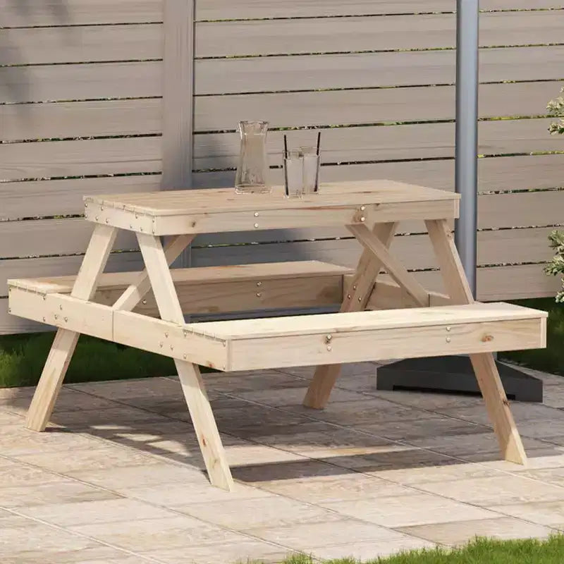 vidaXL Tavolo da Picnic Rettangolare con Panchina, Panca, Terrazzo, Arredo da Esterni, Legno